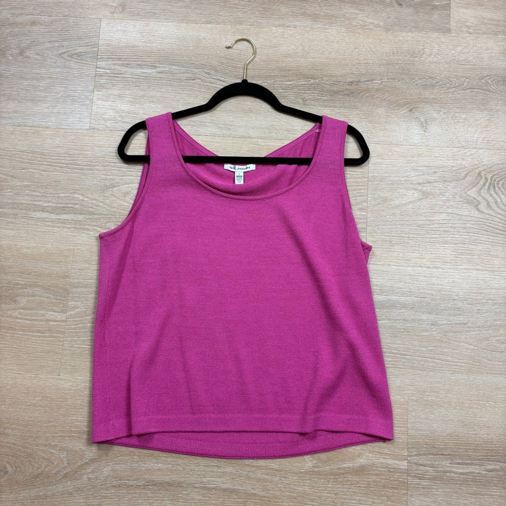 St John Scoop Neck Sleeveless Knit Tank Top Women's Large Color Pink